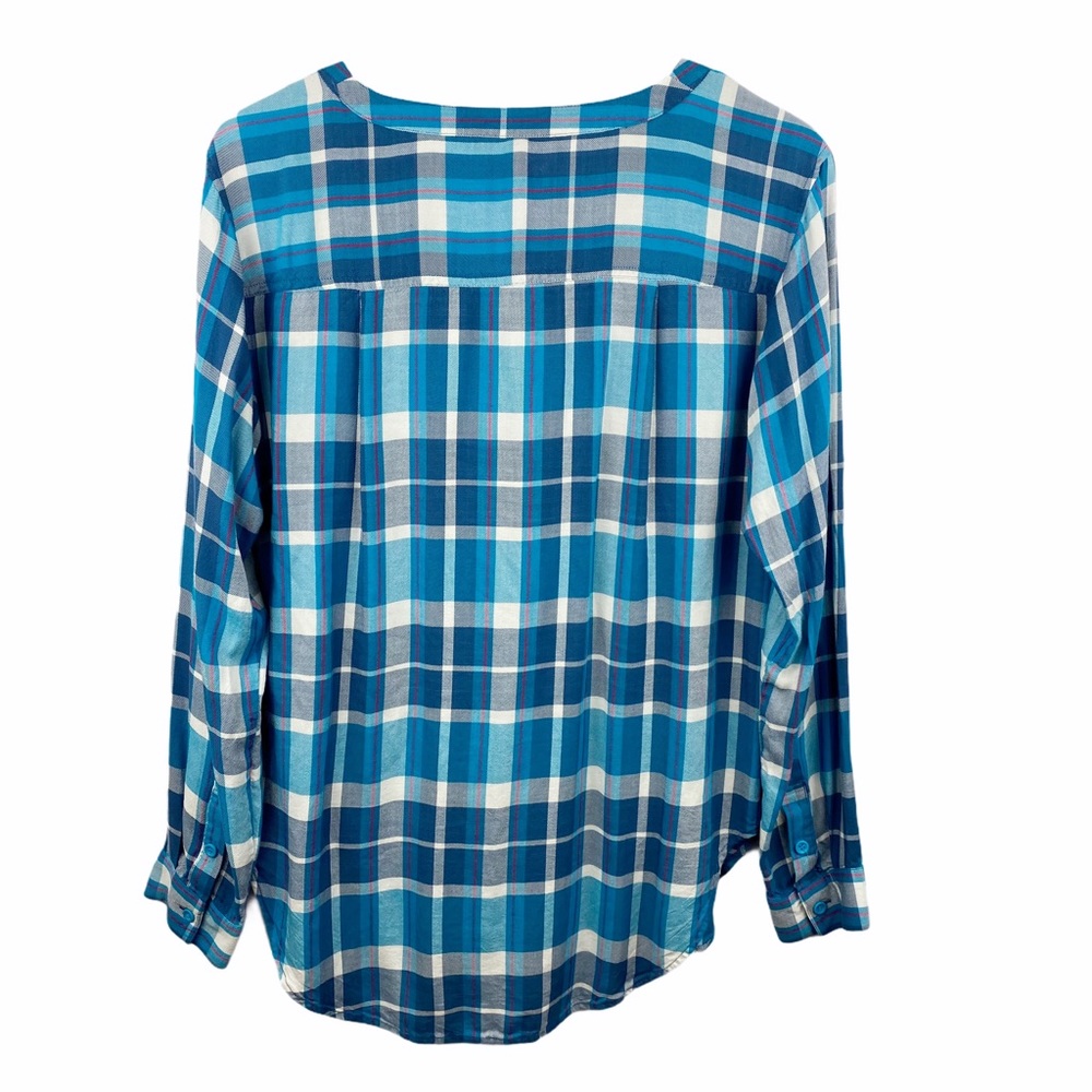 Sak’s Fifth Avenue Plaid Peasant Blouse Button Med - Picture 4 of 5